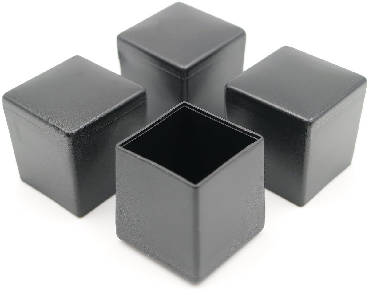 Dailygoody - Beschermkappen voor vierkante buizen - Bodembescherming - Zwart - Glijders voor meubels - Vloerbescherming voor vierkante buizen 20 x 20 mm