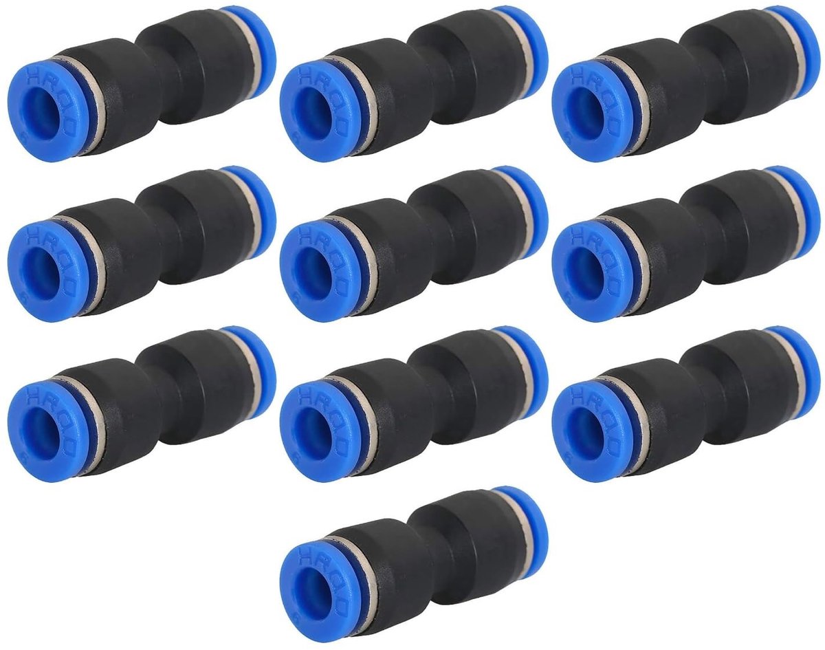 Dailygoody - Persluchtslangverbinder - Pneumatische connectoren - Robuust en waterdicht - Blauw en zwart - Geschikt voor 6 mm en 8 mm ...