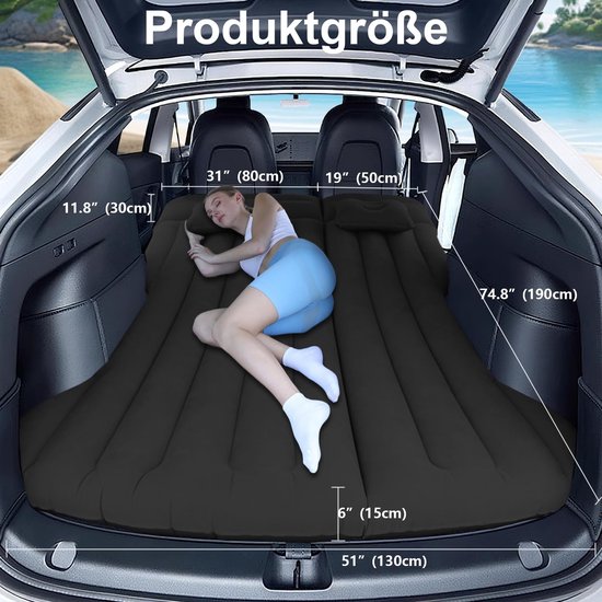 Dailygoods- Auto-luchtmatras Draagbaar - Opblaasmatras - Opvouwbaar Luchtbed - Campingmatras voor 2 Personen - Comfortabel Bed voor SUV's - Veiligheidswaarschuwing bij Gebruik van Dailygoods — afbeelding 5
