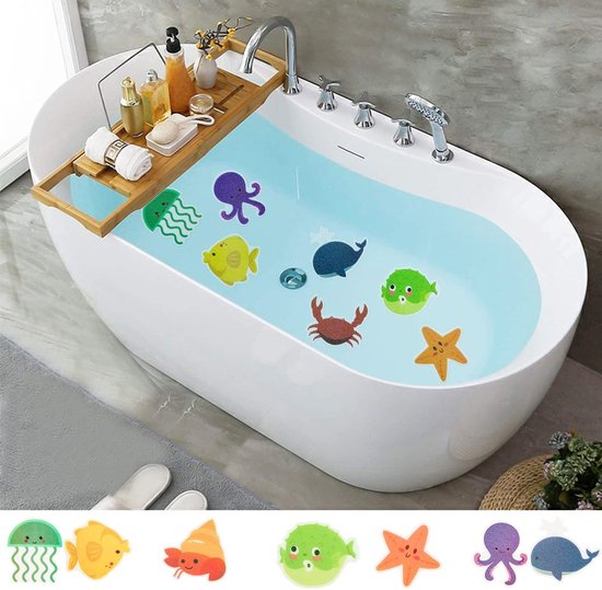 Badstickers Zeedieren - Antislip Pads - Veilige Douche - PEVA Materiaal - 10 Stuks - Kleurrijk — afbeelding 4