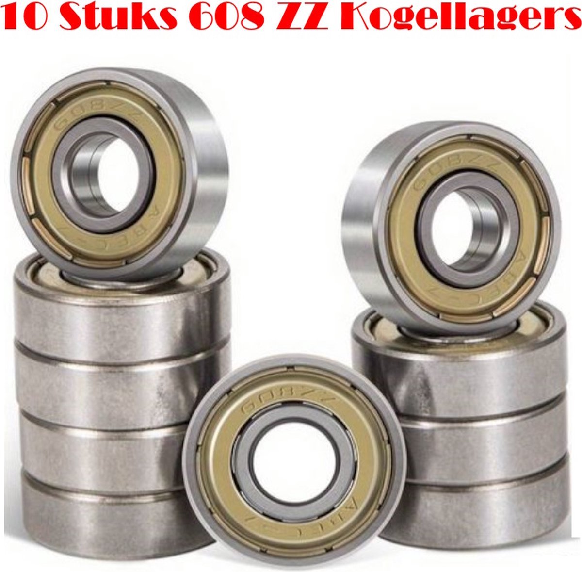 10 x Lager 608 RS abec 9 kogellager – skateboard skealers step smartkabel Goud