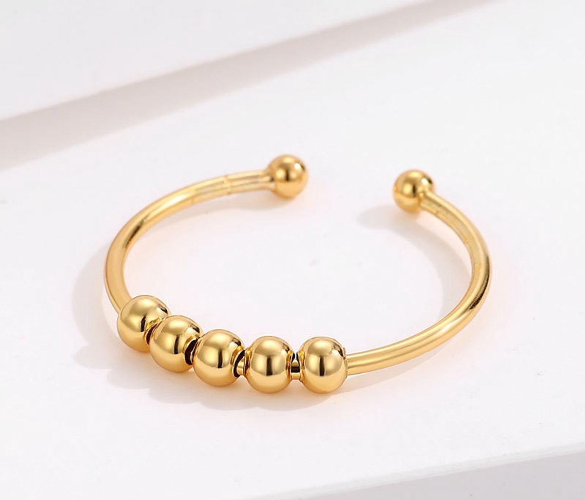 Helin life gouden verstelbare ring - 925 sterling zilver - handgemaakt - DIY-kralen, draaibare drukring - elegante damesjuwelen - inclusief geschenkdoos