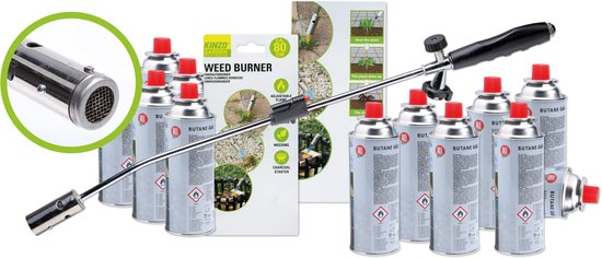 Kinzo Onkruidbrander met Regelbare Gastoevoer Inclusief 12 Gasflessen – Voordeelset