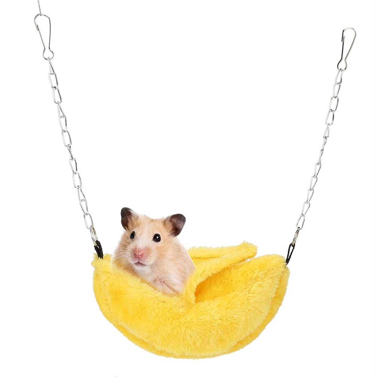 Dailygoody – Hamster-Hängebett – Bananenmotiv – Warm en comfortabel – Pluche materiaal – Binnengebruik – Perfect voor kleine huisdieren