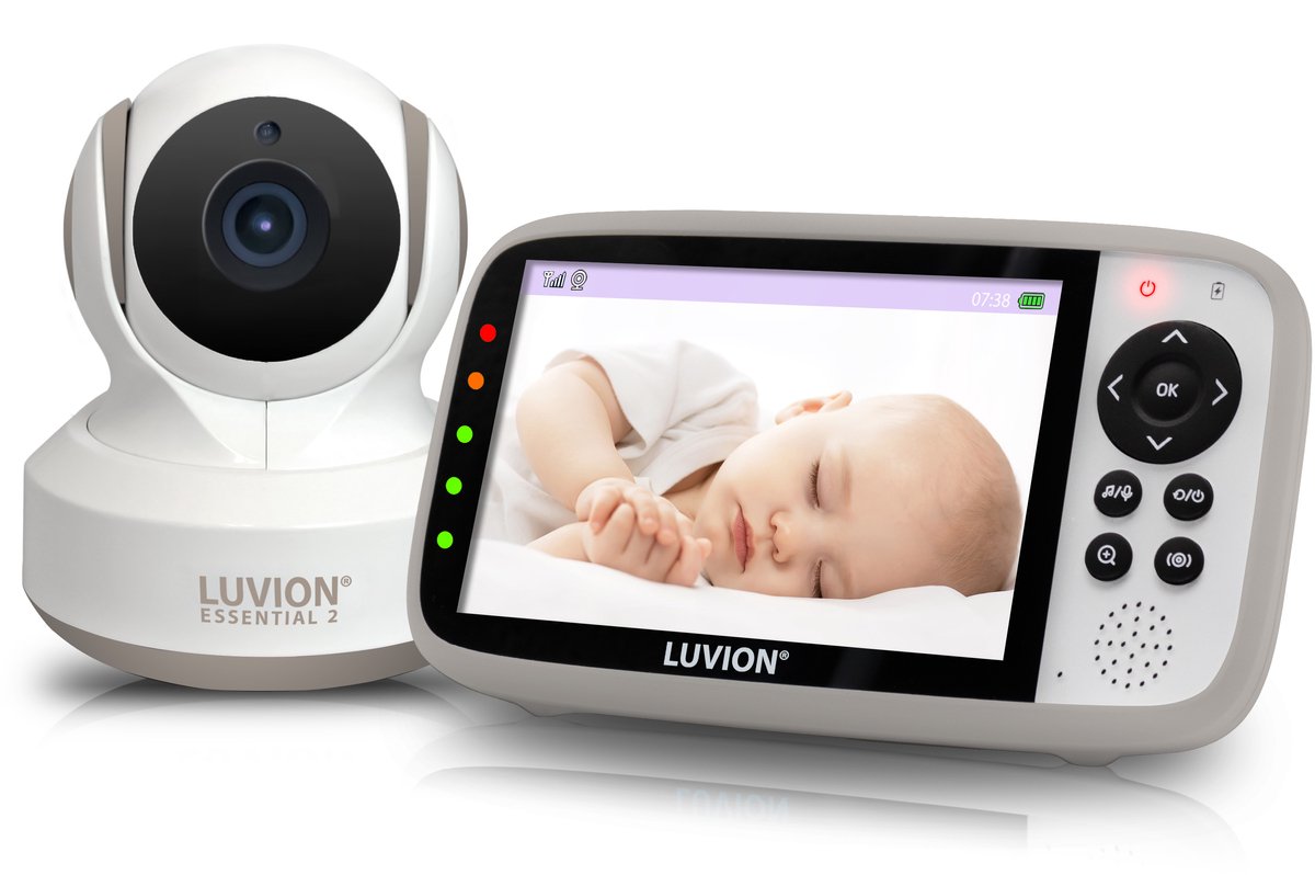 LUVION® Essential 2 Nordic Grey Babyphone - Babyfoon met Camera - Uitbreidbaar tot 4 Baby Camera's - Premium Baby Monitor - Taupe
