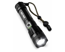 Zaklamp LED 5000mAh Oplaadbaar - Militaire - 2500 Lumen - Zwart - Vivid Green