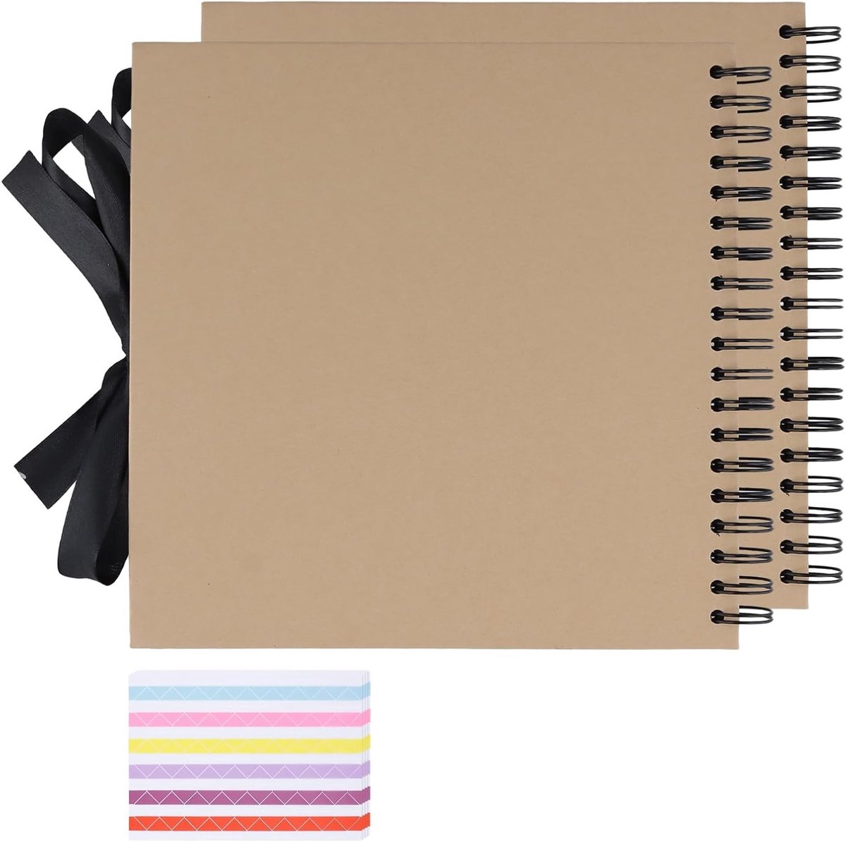 DIY Foto Album Set met 100 Zwarte Pagina's, 25 x 25 cm Scrapbook voor Familie, Trouwen en Afstuderen met Beschermende Hoeken en Creatieve DIY Mogelijkheden
