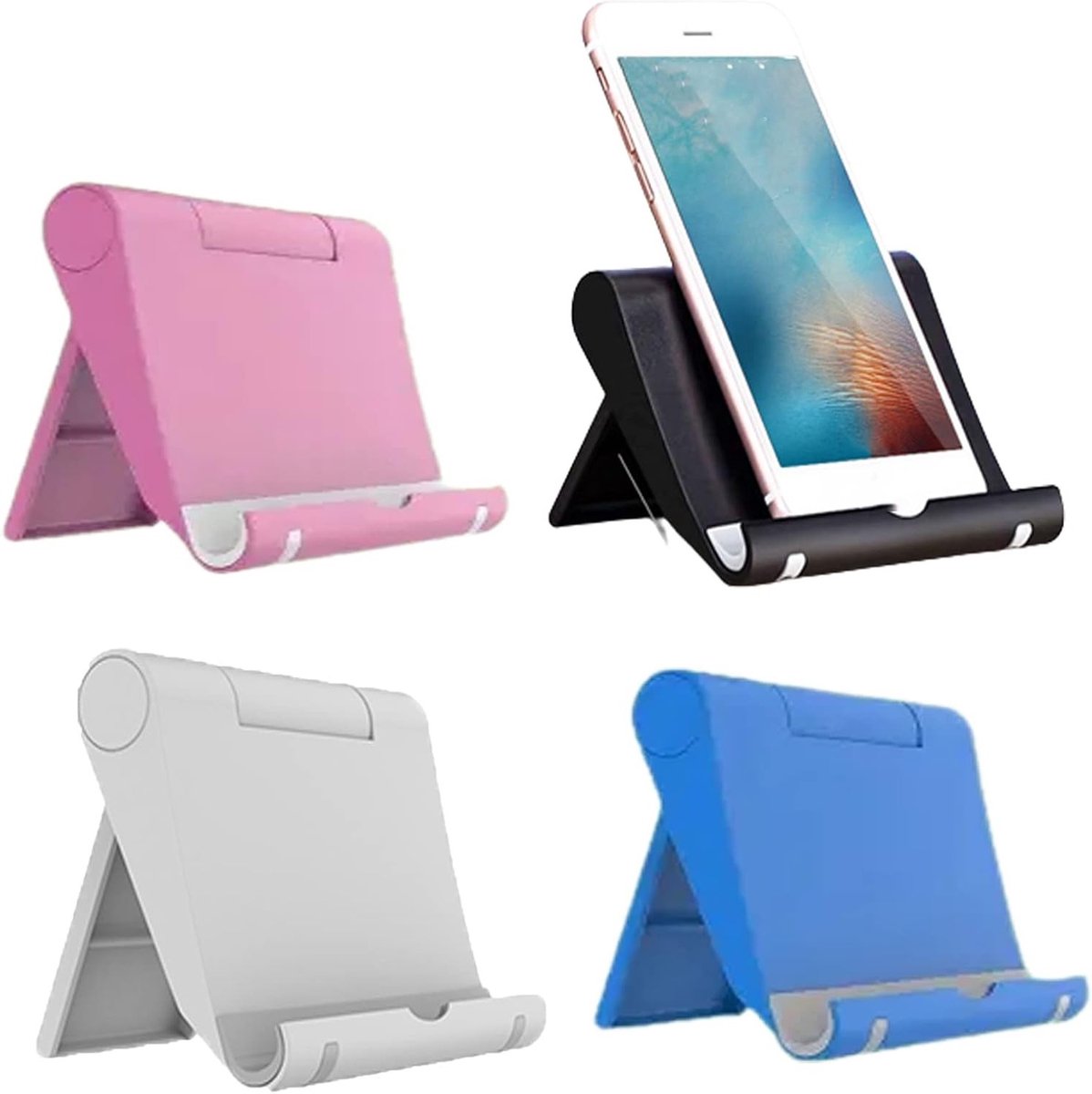 Verstelbare Vouwbare Plastic Stand voor 6-11 Inch Tablets en Smartphones - Compatibel met iPhone, Samsung en Android Apparaten, Ideaal voor Thuis en Op Reis