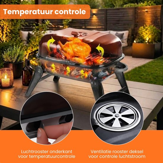 Houtskool barbecue - Camping BBQ - Tafel BBQ - Barbecue - Barbeque - Zwart van Vigor. — afbeelding 3