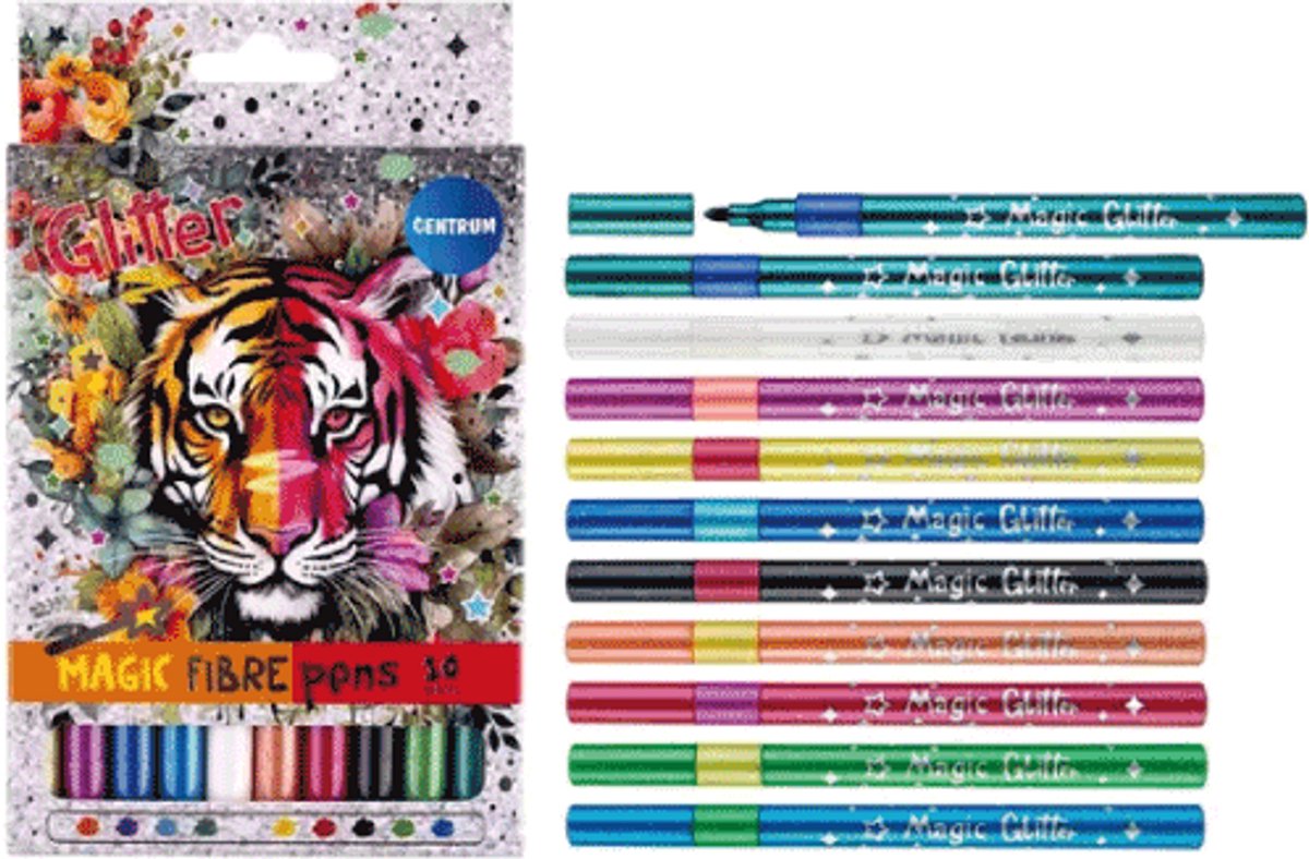 Centrum viltstiften glitter magisch 10 kleuren set kleurplezier.