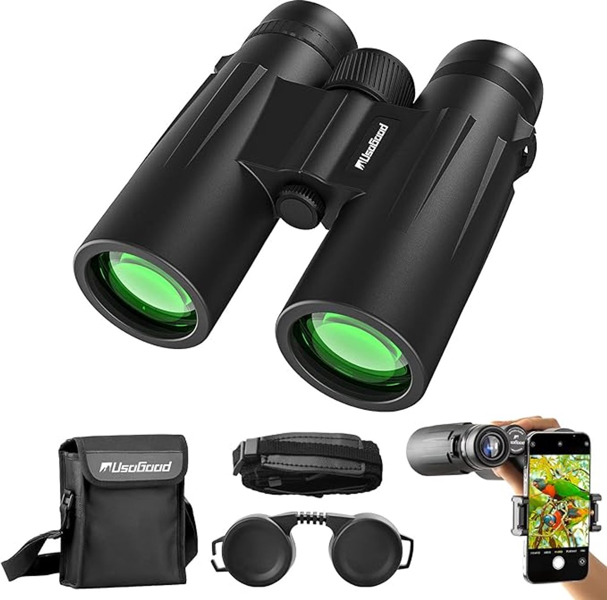 Usogood Verrekijker voor Volwassenen & Kinderen – Spotting Scope Telescoop 12x50 – Met Standaard Statief/L-Beugel/Standaard Mobiele Telefoonklem – Vogel Spotten, Reizen, Jagen