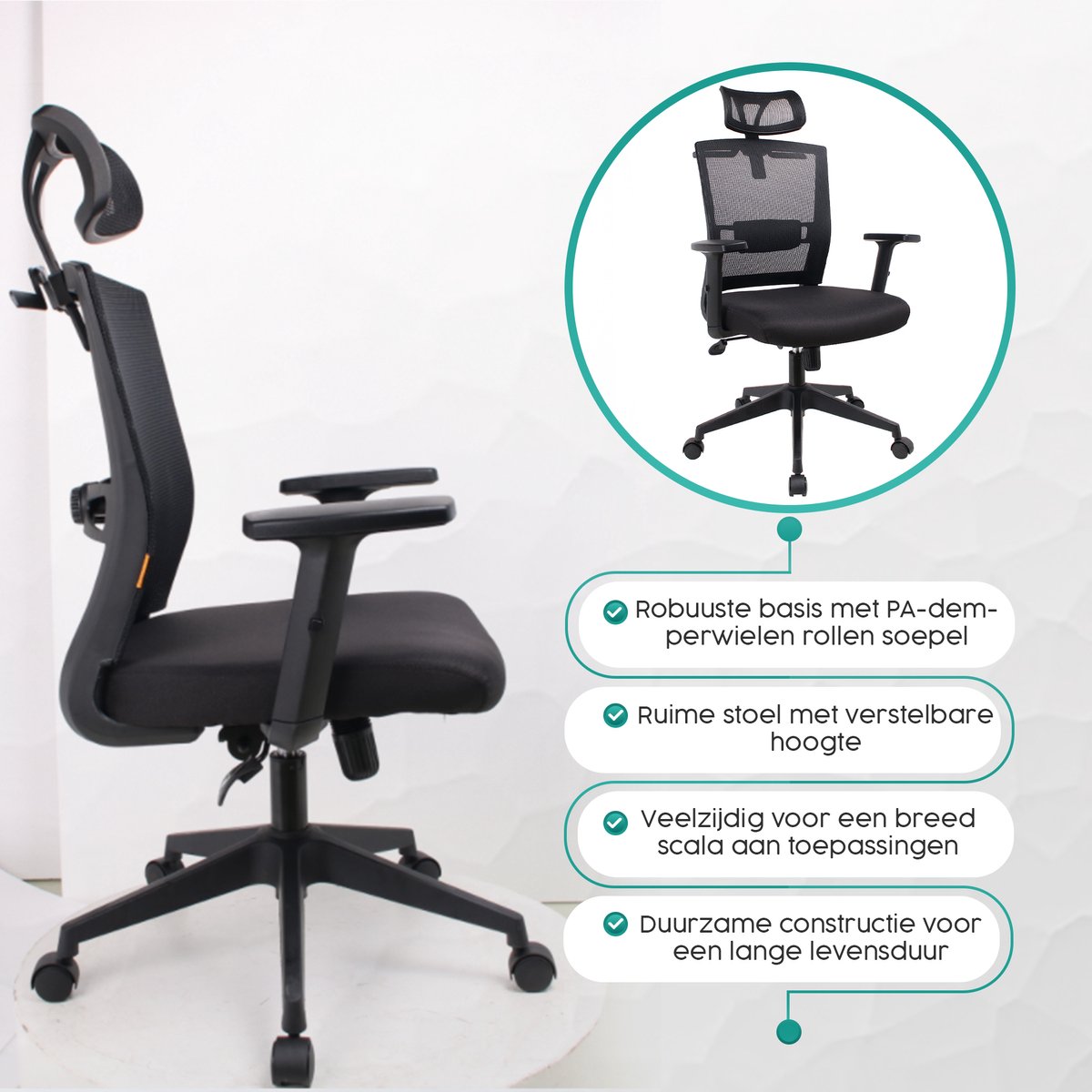 Ergonomische Bureaustoel met Hoofdsteun - Bureaustoelen voor - afbeelding 3