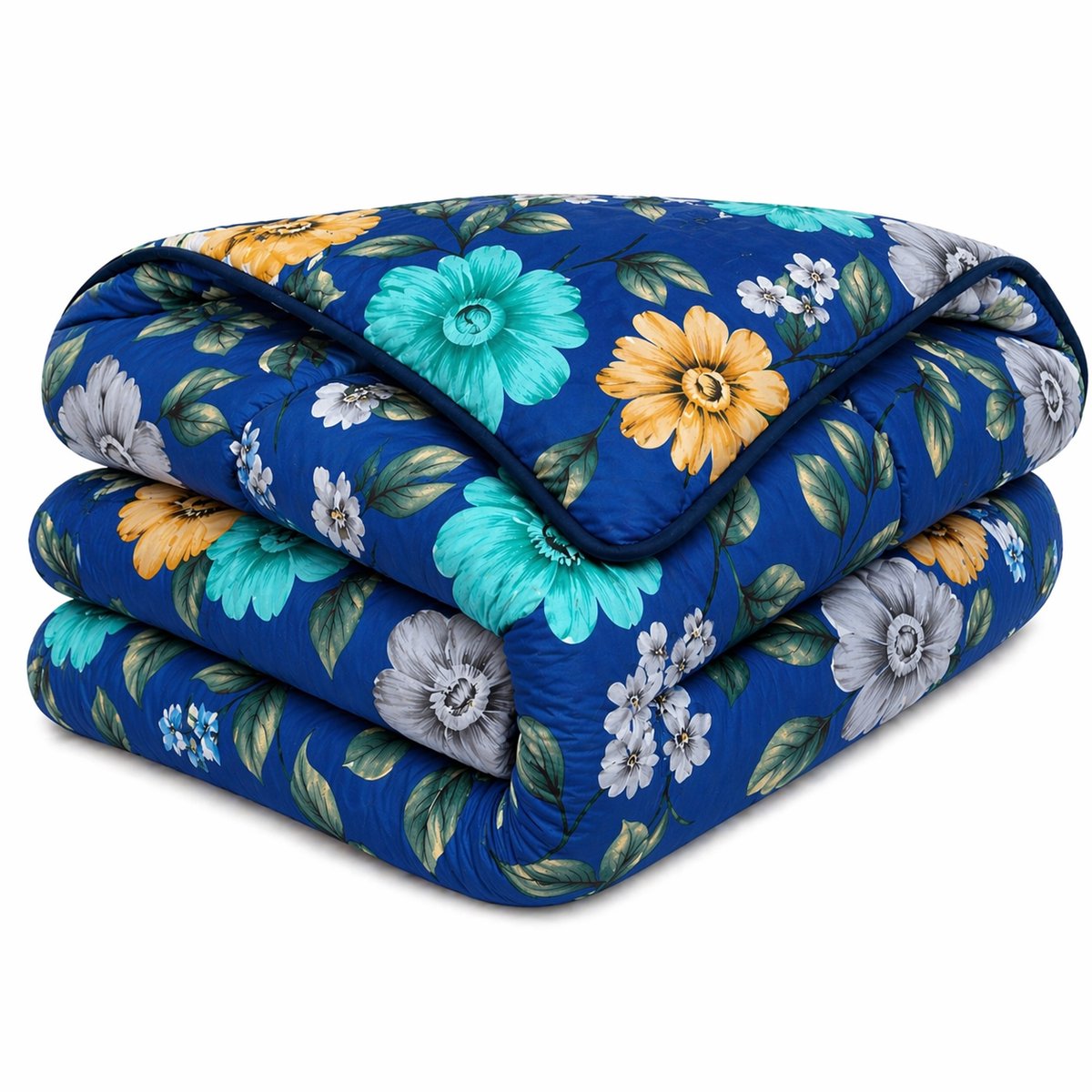 SlaapVaak SlaapSnel Dekbed - Bloemenprint Dekbed - Dekbed zonder Overtrek - All Year Dekbed - Hoesloos Dekbed - Anti-Allergisch - Wasbaar - Tweepersoons - 200x200 cm - Blauw/Turquoise