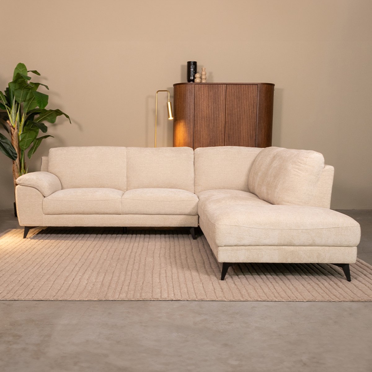LABEL51 Santino Hoekbank - Naturel - Chenille - Hoekbank Rechts - - - Met Armleuning
