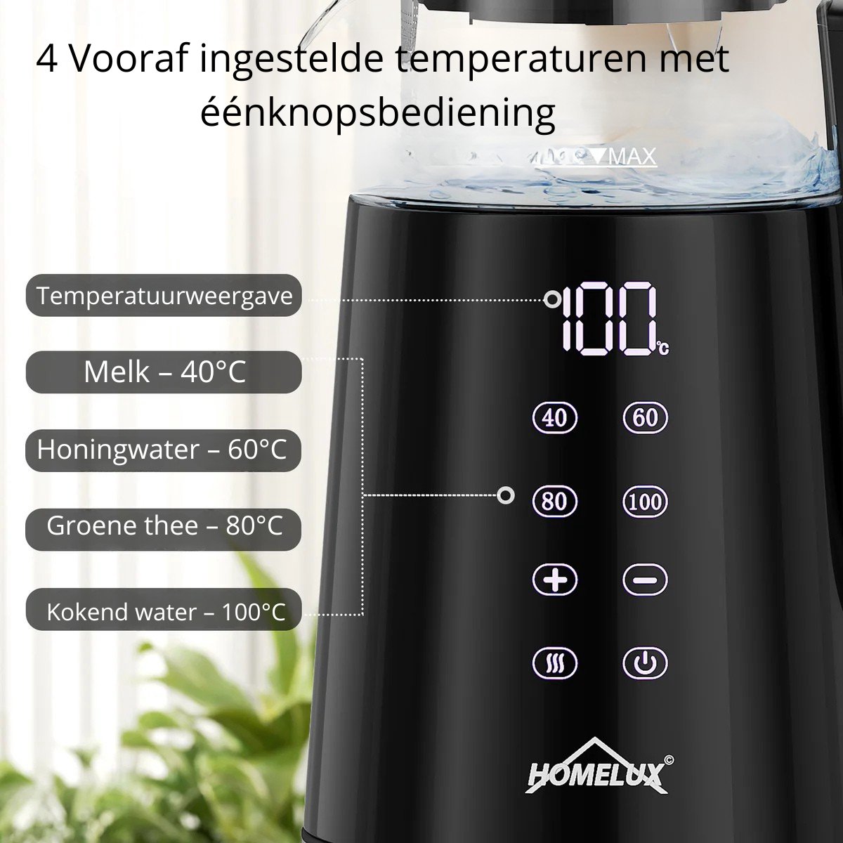 Homelux - Theepot - Caydanlik - 2200W – Elektrische Waterkoker 1,7L + 1L Theemaker met Infuser, 4 Temperatuurstanden 40-100°C, Warmhoudfunctie, Samovar BPA-vrij, RVS Filter, Stille Waterkoker, Theezetter Caymatik - Semaver - Cayci - Cay - Turkse thee — afbeelding 3