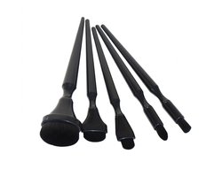 Zwart detail verf kwasten set schilder penselen beide lange handvat fijne punt ronde en platte kwast 5 stuks voor acryl aquarel en hobby schilderen precisie werk