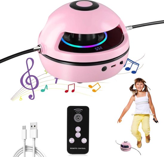 Intelligente Spring Machine - Springtouw machine - met Bluetooth Muziek - LED Teller - Roze - Automatisch Springtouw - 1-10 Snelheden - Afstandsbediening - USB Oplaadbaar - Fitness & Entertainment voor Familie - Draadloos Touwspringen