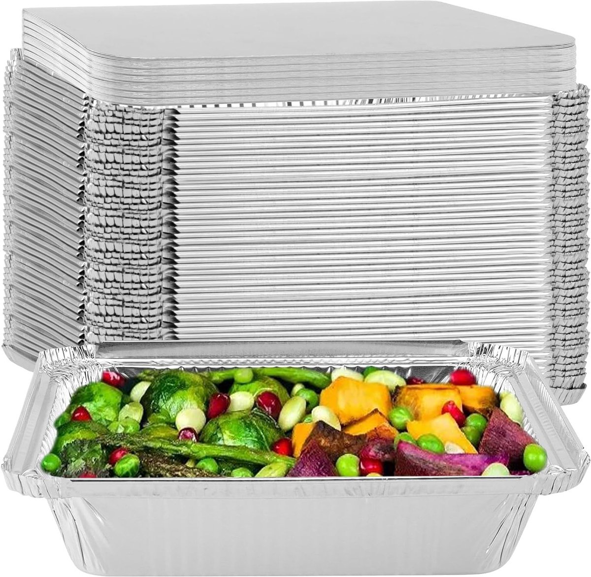 Aluminiumfolie Trays met Deksels - 50 stuks voor Voedselopslag en Bakken