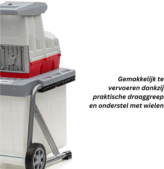 RUX® Professionele Hakselaar Versnipperaar - Hakselaar Electrisch 60L - Takken Versnipperaar Hakselaar - 3000W - Max, Ø44mm - Incl, Wielen, Opvangzak, Duurzame Draaimessen - Heggen, Bomen en Haag -Tuinonderhoud - Grijs- 53cm x 36cm x 93cm van Rux — afbeelding 5