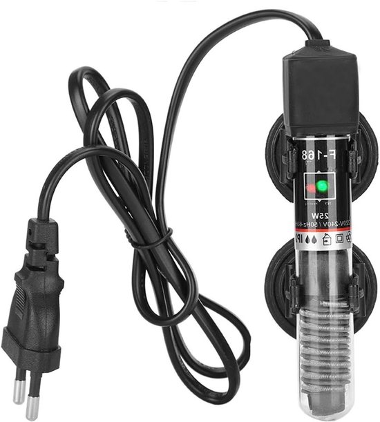 Onderwater Verwarmingselement 25W voor Aquariums met Constant Temperatuur en EU Plug, Ideaal voor Zoet- en Zoutwater tot 26°C