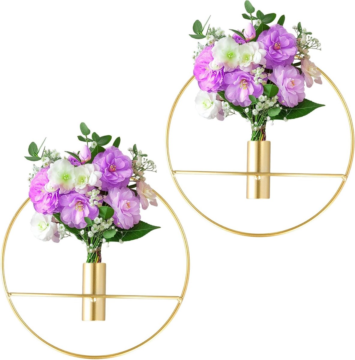 Muurdecoratie met 2 metalen bloemenvazen voor binnen, hydroponische planten, bruiloften en feesten