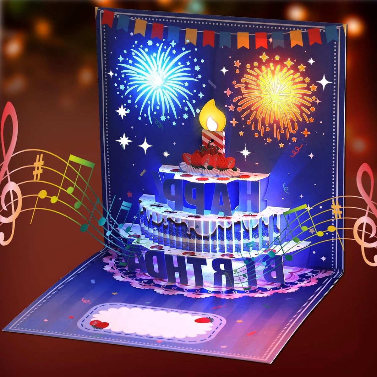 3D Pop Up Verjaardagskaart met Licht en Geluid, Premium Wenskaarten voor Moeder, Vrouw, Man en Kinderen, Originele Verjaardagswensen met Envelop
