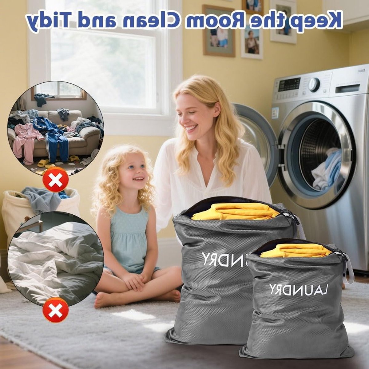 Vouwbare Waterdichte Waszakken voor Vuile Kleding, 2 Stuks met Rits, Ideaal voor Sport en Reis - Donkergrijs