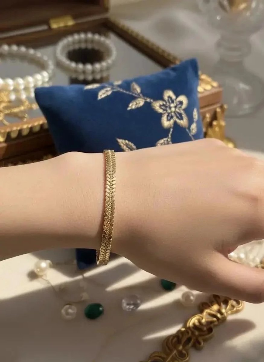 Dorvina 14K Verguld Goudkleurig VIP Verkleurt Niet Visgraat Staal Dames Armband