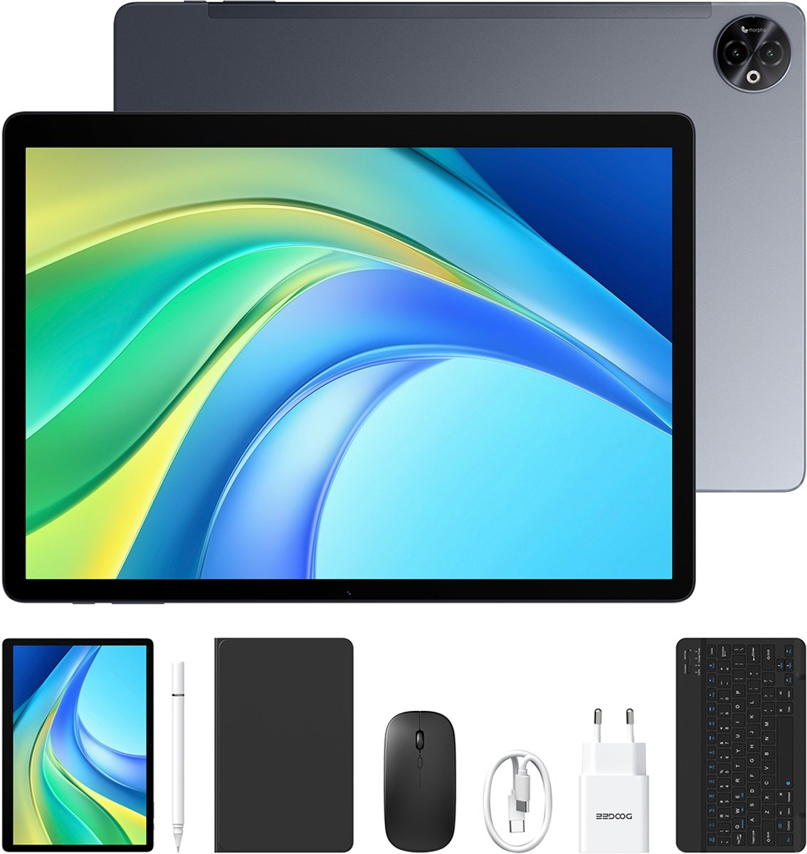 Tablet DOOGEE Tab E3 Max VIP - 14 inch IPS 2.1K - 32GB RAM - 256GB ROM - 13500 mAh - Gemini AI - Android 15 - 4G LTE, 5G WiFi - GPS - Grijs