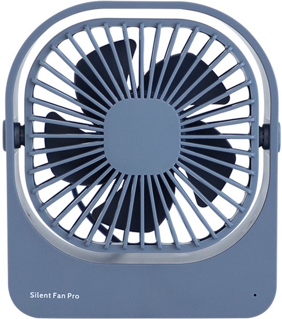 Draagbare stille USB-ventilator 3 snelheden 360° draaibaar oplaadbaar bureauventilator grijs