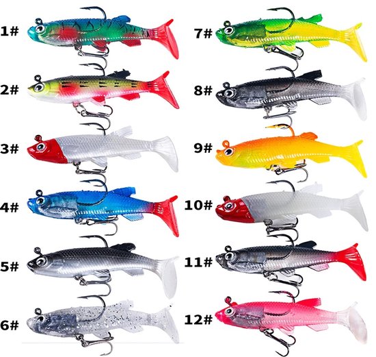 WiseGoods Premium 8CM Kunstaas Set Van 12 Stuks - Jerkbaits - Softbaits - Crankbaits - Voor Snoek Baars / Forel & Karper - Vissen — afbeelding 3
