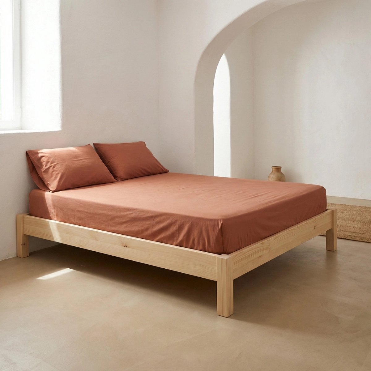 GAMUSI Hoeslaken 100% Katoen – Tegel – 100x200x30 cm – Elastisch Hoeslaken – Zacht & Ademend – 144 TC – Perfecte Pasvorm