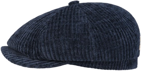 Donkerblauwe corduroy platte pet met ribbels van Stetson.