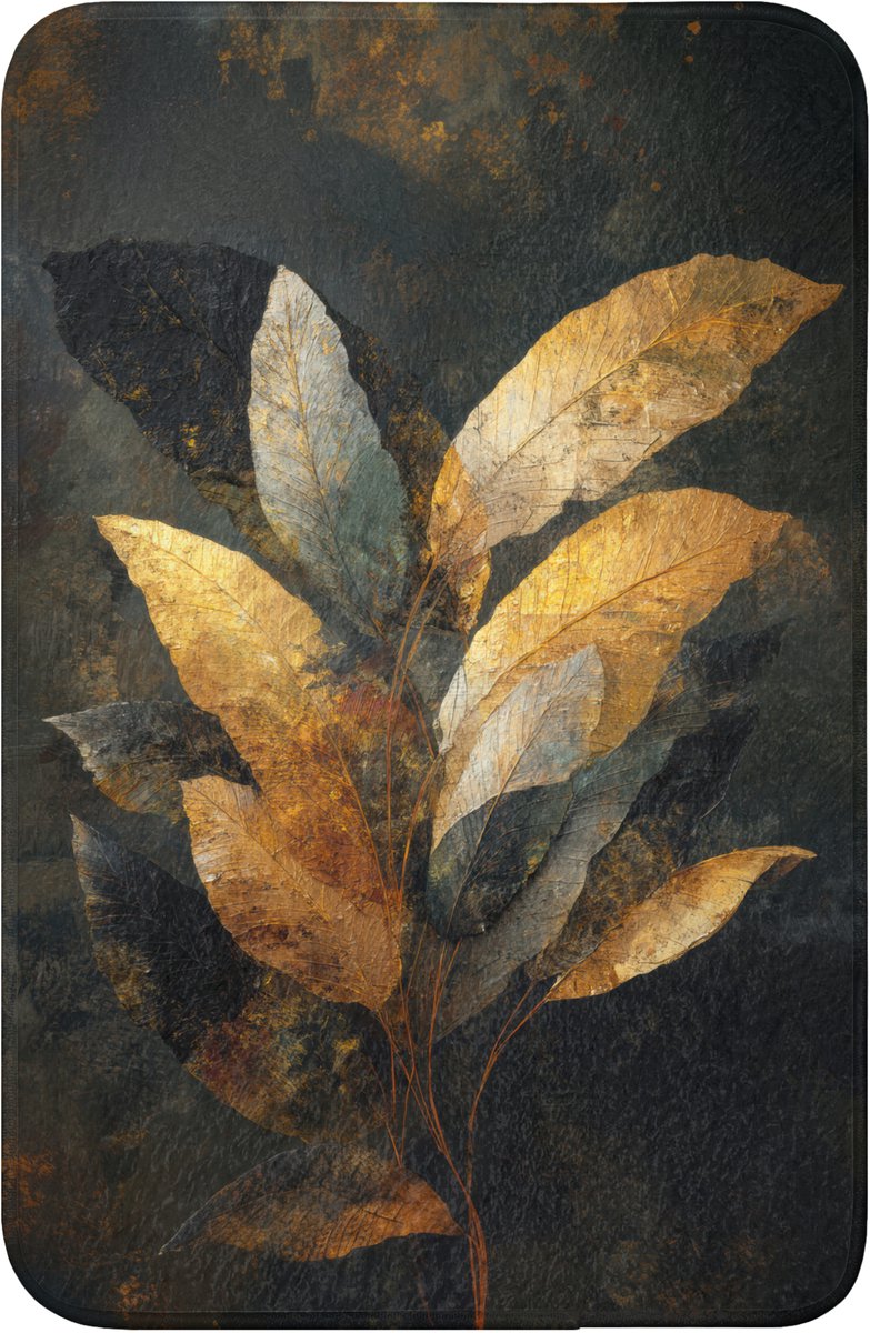 WC mat 40x60 cm - Antislip - Gouden Bladcompositie – Botanische Luxe - Toiletmat - Vloerma