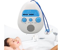 KZQ Draagbare doucheradio met AM/FM – waterbestendig, ingebouwde luidspreker, draaiknop voor zender en volume, voor badkamer en reis