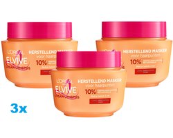 L’Oréal Paris Elseve Dream Long Haarmasker – 3 x 300 ml – Voor Lang & Beschadigd Haar – Herstellend Masker