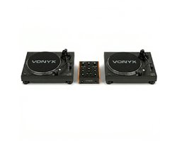 Vonyx vinyl DJ set - Complete DJ setup met draaitafels en analoge mixer - Direct-drive platenspelers