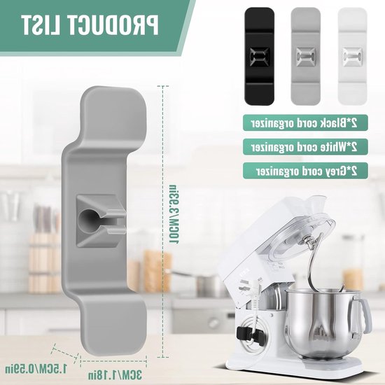 6 Kabelorganizers voor Keukenapparatuur, Zelfklevende Kabelhouders, Kabelwinder voor Koffiezetter, Mixer en Juicer, Ruim je Kabels Op en Vermijd Rommel van Merkloos — afbeelding 5