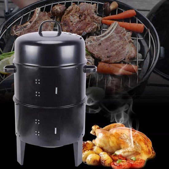 uJOY Houtskool barbecue - 3 in 1 - 2-laags - Houtskoolgrill - Multifunctioneel - Met thermometer - Draagbaar - Zwart van Merkloos — afbeelding 3
