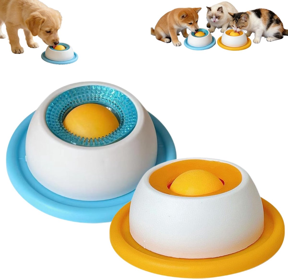 carmdering - Likmat - Slowfeeder - Honden en Katten - ABS kunststof, antislip zuignappen, vertraagt eten - Voorkomt een opgeblazen gevoel en braken - Hersenstimulatie, vermindert angst en verveling - Makkelijk schoon te maken, voor alle leeftijden