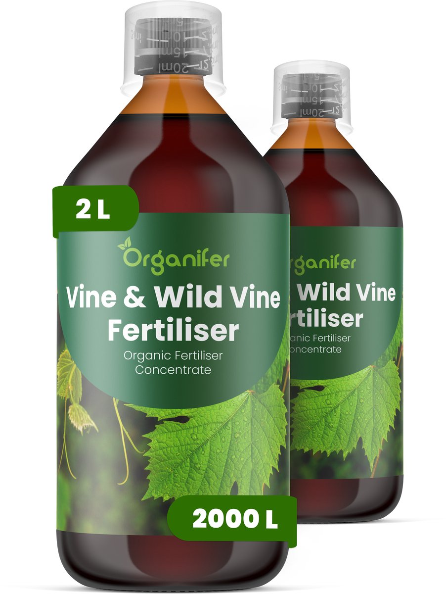 Vloeibare Meststof Voor Wijnstok En Wilde Wijnstok - 2X1 L Voor 2000 L - Npk 2-1-8 - Bevordert De Langdurige Vitaliteit En Stabiliteit Van De Plant - Verbetert De Bloei - De Bessenontwikkeling En De Natuurlijke Voortplanting - Organifer