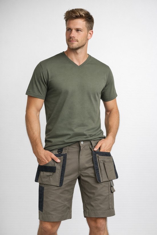 STØRVIK Job Pantalon de travail Court Homme - Taille XS - Vert olive