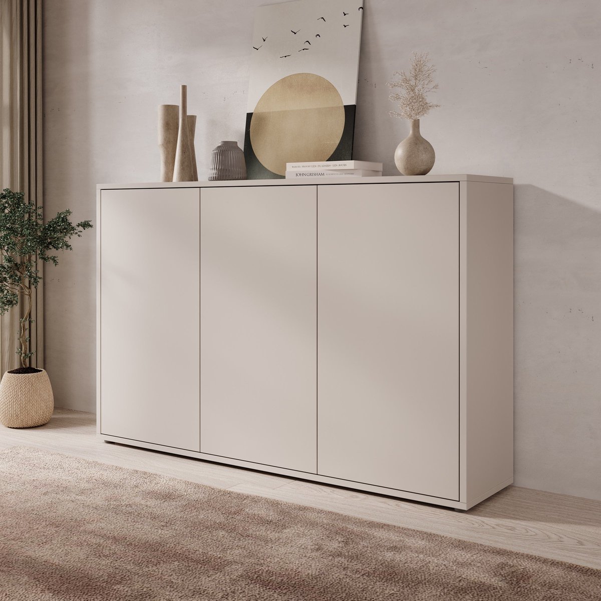 MEUBELLA Amber - Dressoir - Beige - 154x35x99 cm