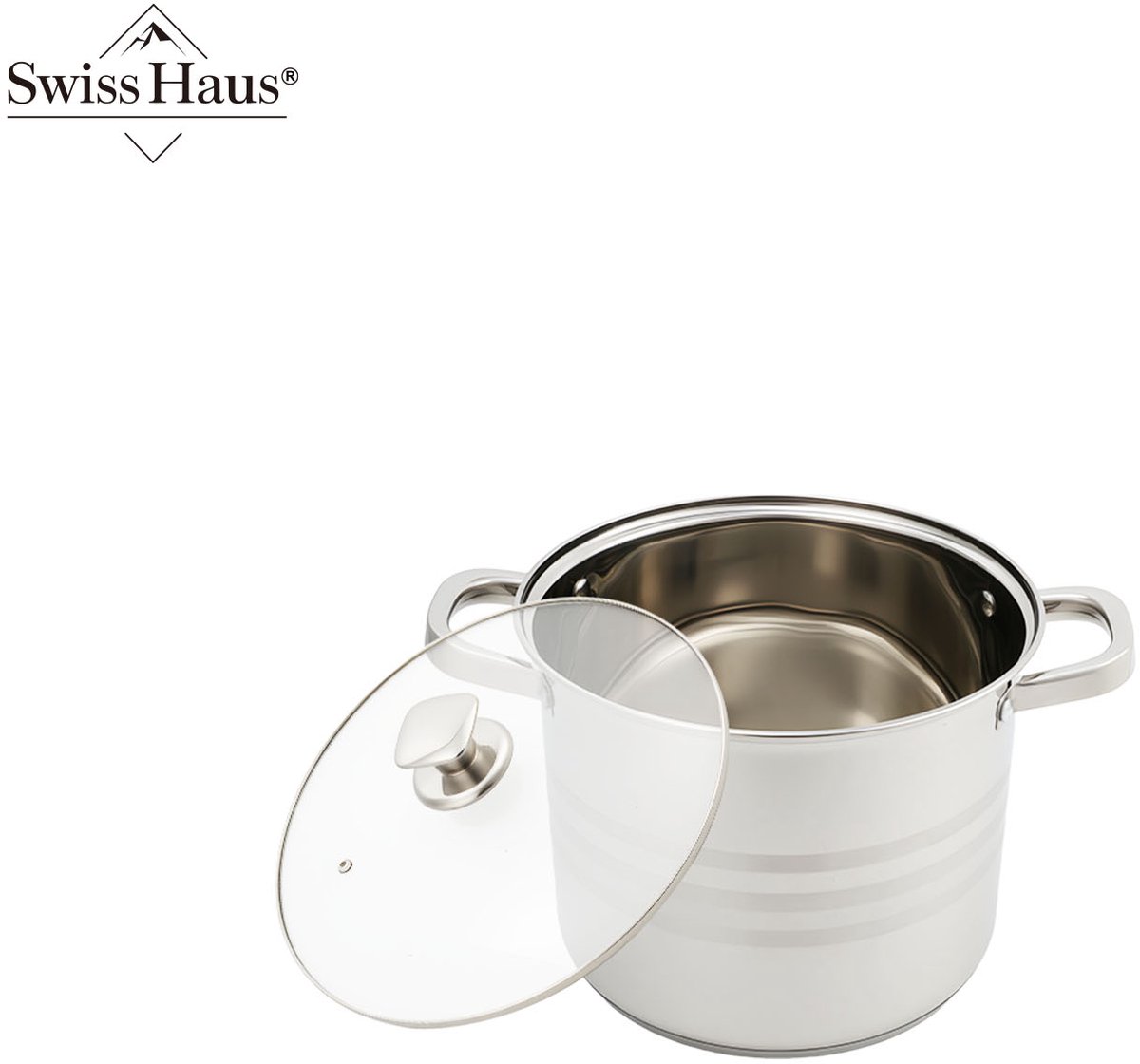 Swiss Haus® NC22SP Soeppan Met Deksel - Ø22cm / 6,8L - Kookpan - Geschikt Voor Inductie & Alle Warmtebronnen - Vaatwasser & Ovenbestendig - RVS — afbeelding 5