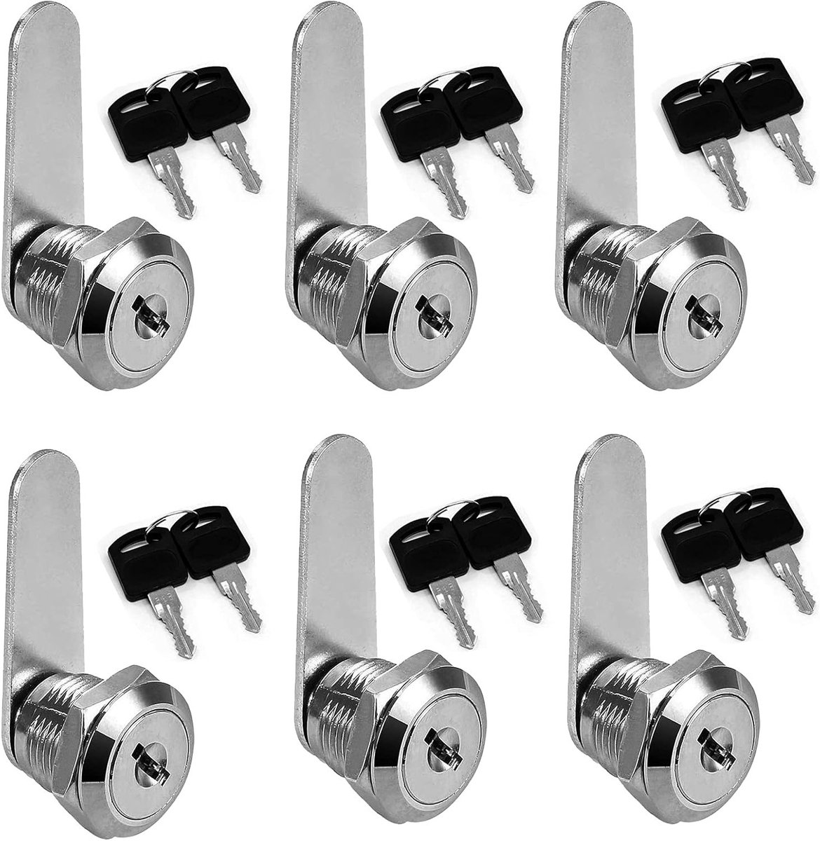 Set van 6 Meubel Sloten voor Laden, Kasten en Postbussen met 12 Sleutels - Veiligheidssloten voor Dressoirs en Kantoormeubilair (20mm)
