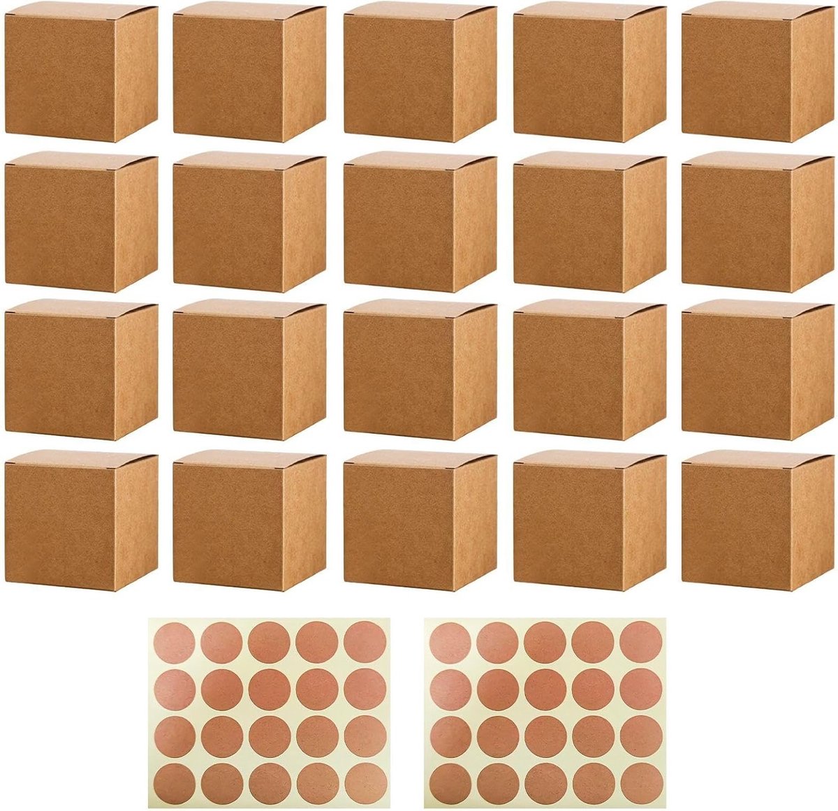 20 kraftpapieren dozen met 40 afdichtingsstickers voor cosmeticaverpakkingen en cadeauverpakkingen, ideaal voor creatief gebruik en geschenken.