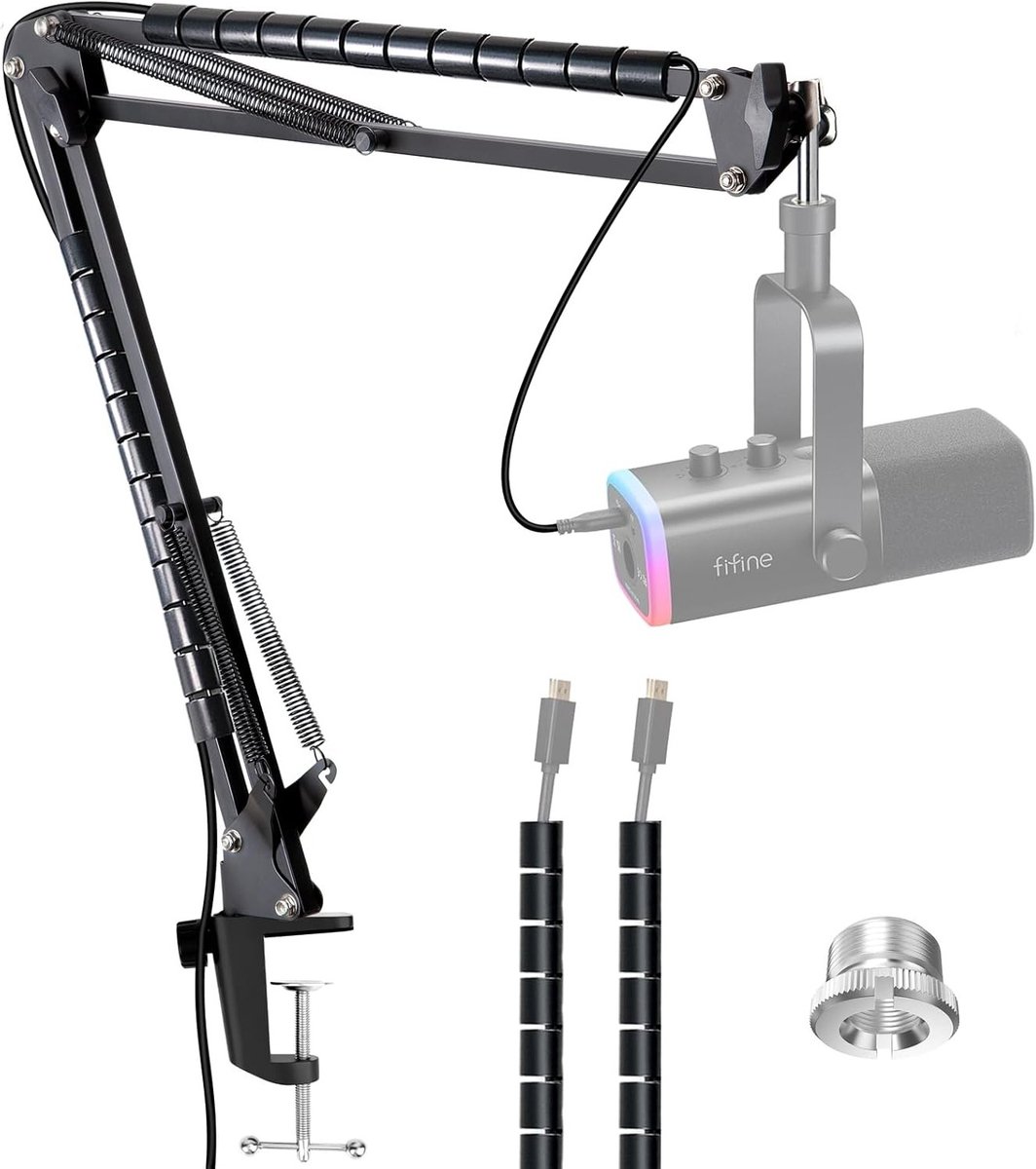 Microfoon Arm Boom Arm voor Opname - Verstelbare Microfoonstandaard voor XLR/USB Microfoons met Kabels, Geschikt voor Desktop Gebruik en Geluidsopname