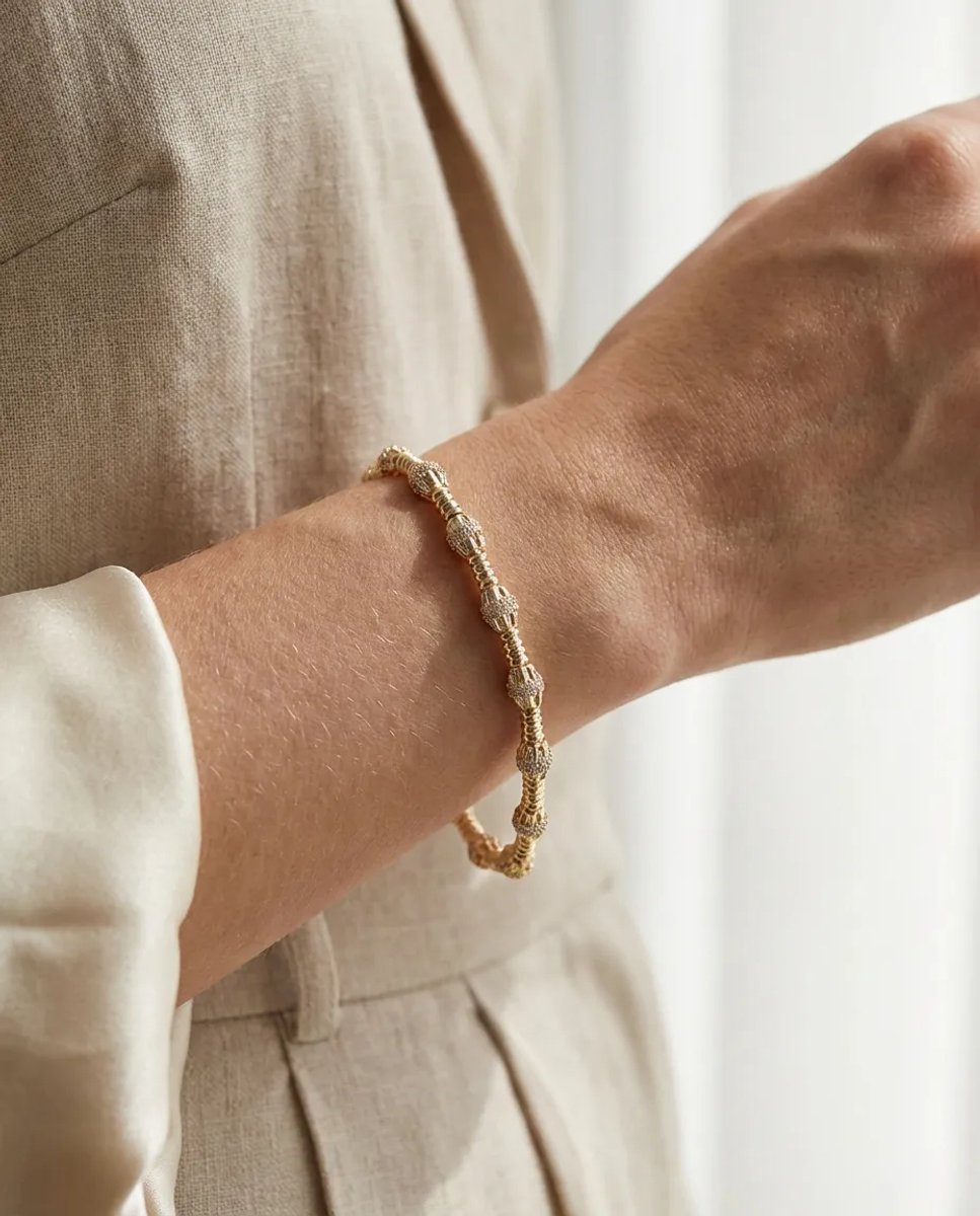 Dorvina Messing Goudkleurig VIP Serie Punta Model Zirkonia Dames Armband Verkleurt Niet | Stijlvol en Duurzaam Sieraad