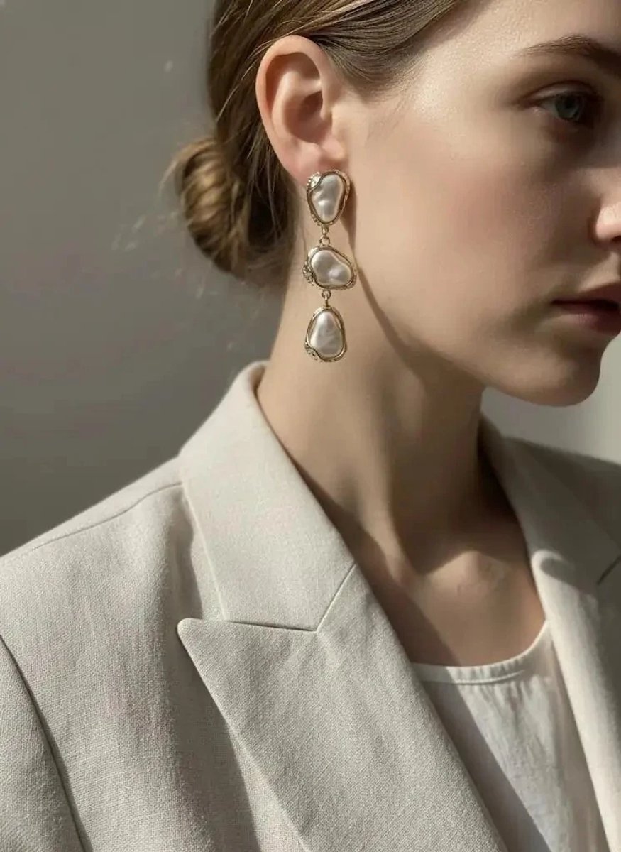Dorvina Messing Verkleurt Niet Sieraad Goudkleurig Wit Parel Damla Vintage Design Hangende Dames Oorbellen