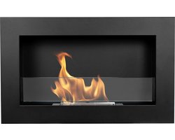 Bio-ethanol haard wand 650x400 Slim zwart mat met glas - moderne wandhaard zonder schoorsteen